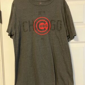 Chicago Cubs MLB Majestic Triple Peak Gray Mens Size Medium Short Sleeve Shirt